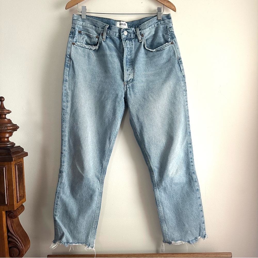 Agolde • Riley Crop Light Wash‎ Frayed Hem Jeans
